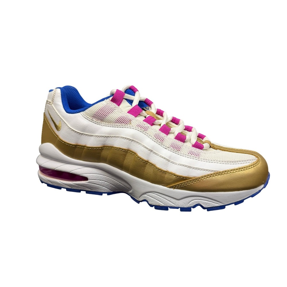 Nike Air Max 95 Gold Pink Blue Sneakers Retro Running Shoes 7Y Women 8.5